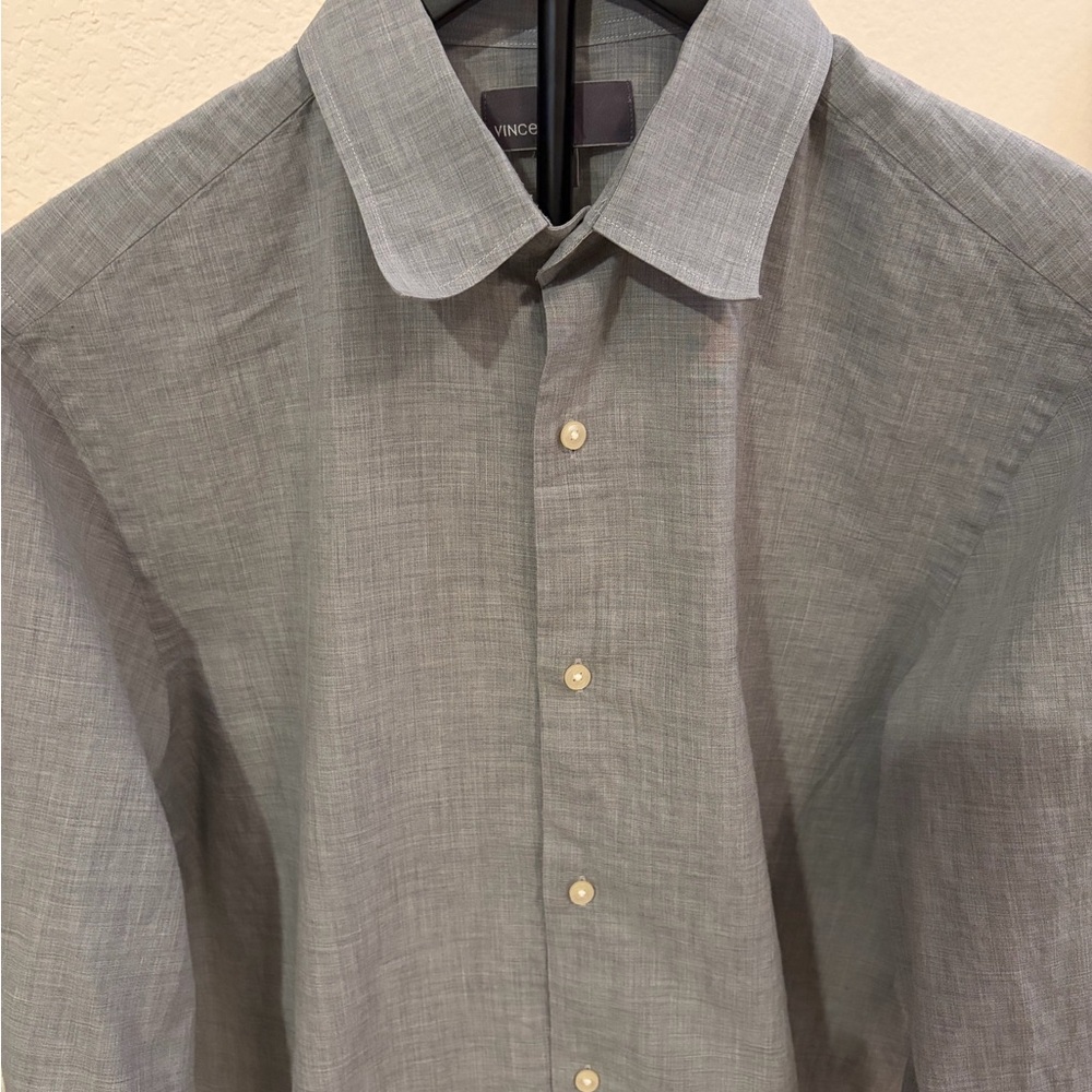 Vince Men's Light Gray Button Down Shirt